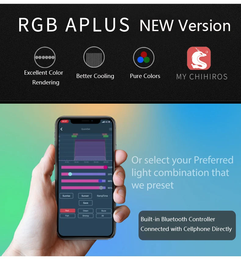 저렴한 Chihiros RGB A 플러스 시리즈 LED 램프 심어 수족관 용 블루투스 컨트롤러 내장 저렴한 Chihiros RGB A 플러스 시리즈 LED 램프 심어 수족관 용 블루투스 컨트롤러 내장