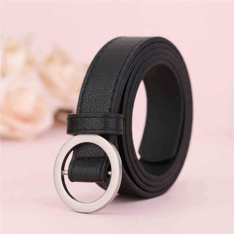 Ремень без отверстий Женский простой универсальный модный черный пояс для