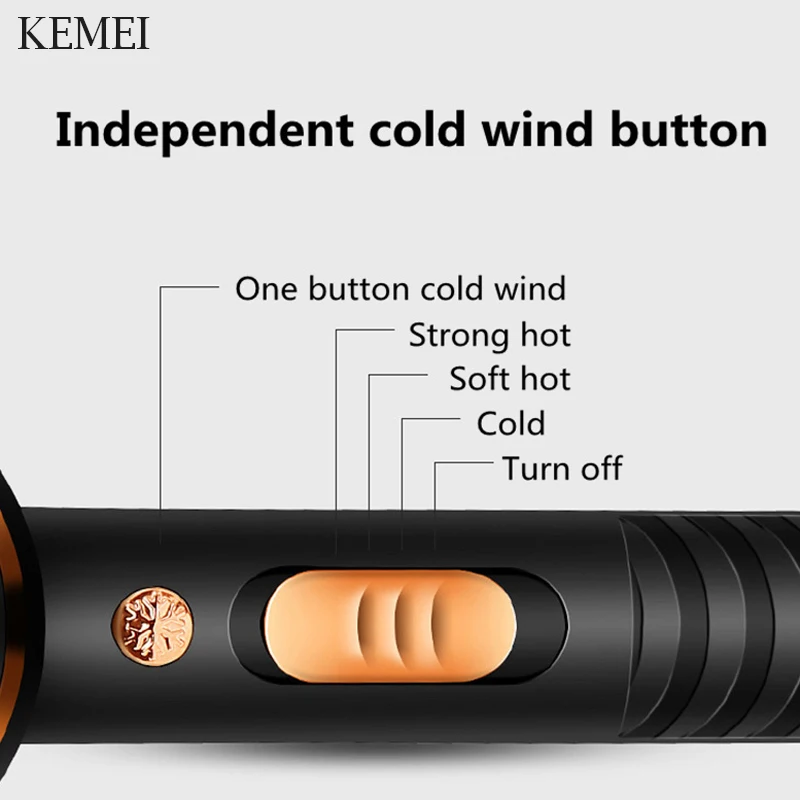 KEMEI профессиональный фен для волос мощный электрический горячий/холодный воздух