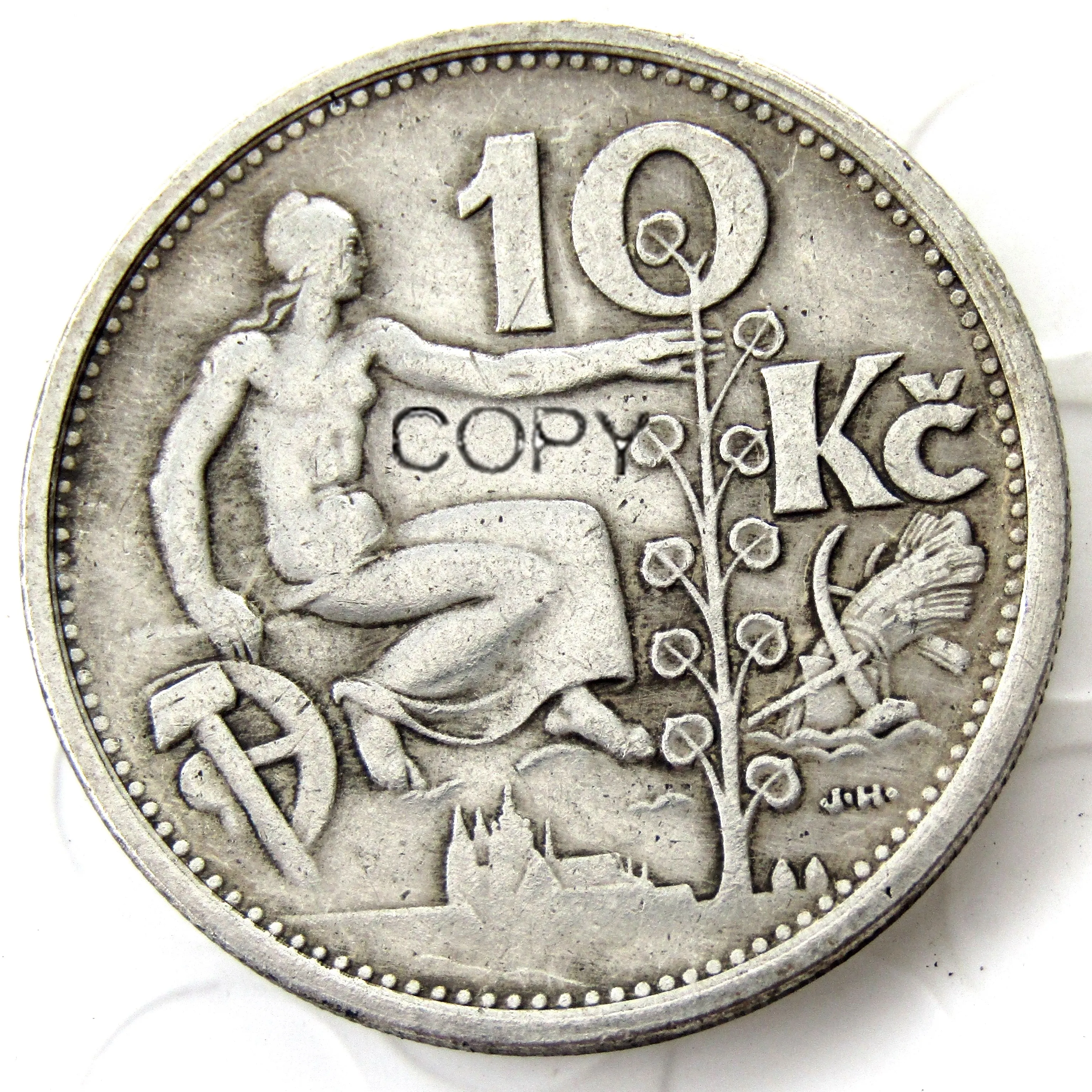 MONETA CECOSLOVACCHIA REPUBLIKA CESKOSLOVENSKA 10 KORUN 1931 ARGENTO SILVER PLATED