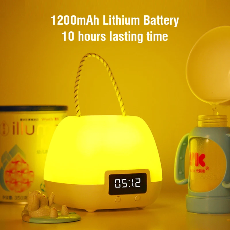 

USB Rechargable Bedside Lamp with Clock Remote Control Led Desk Lamp 3 Colors Dimmable Reading Lamp Sleep Timer LED Table Lamp