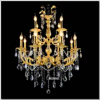 Classic Crystal Chandelier Light Fixture Lustre K9 12 Arms Silver or Gold Pendant Hanging Lamp with Lampshade Interior Lighting
