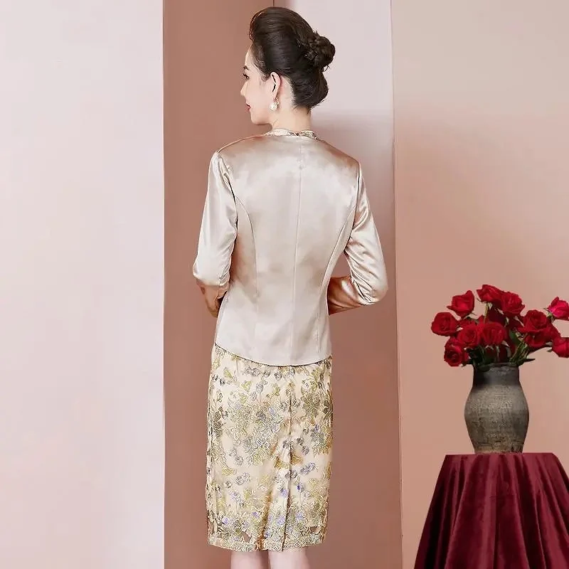 Женское платье для матери невесты элегантное вечернее цвета шампанского из двух