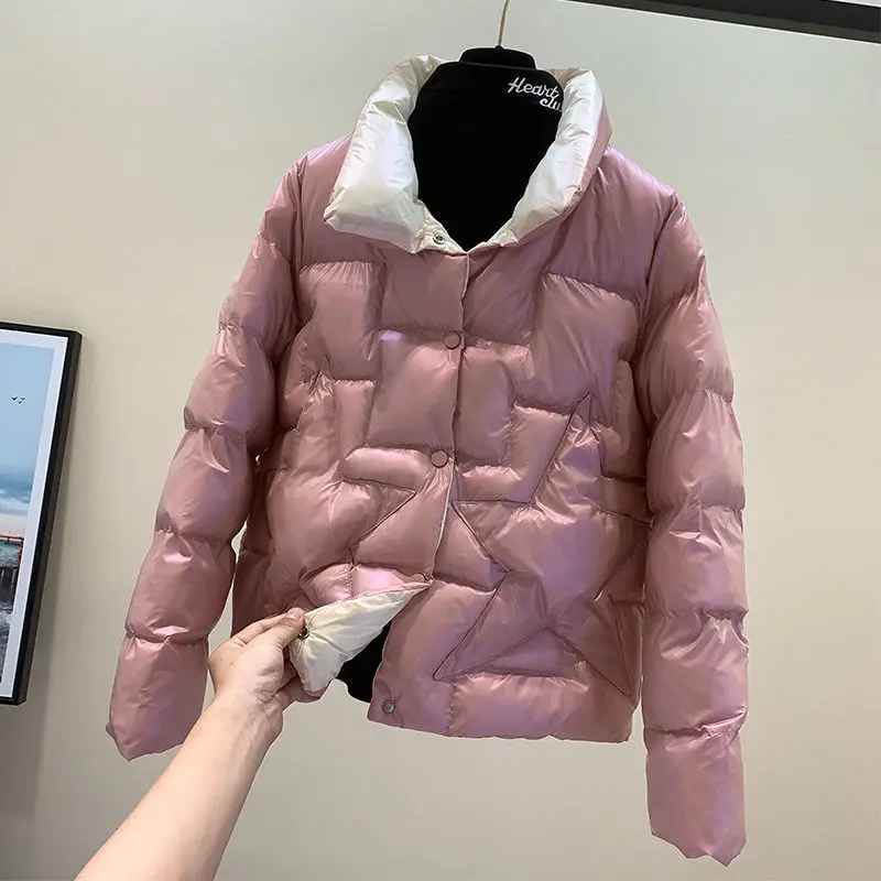 

Женская куртка на хлопковом наполнителе, Осень-зима 2021, новый стиль, короткий модный топ с воротником-стойкой