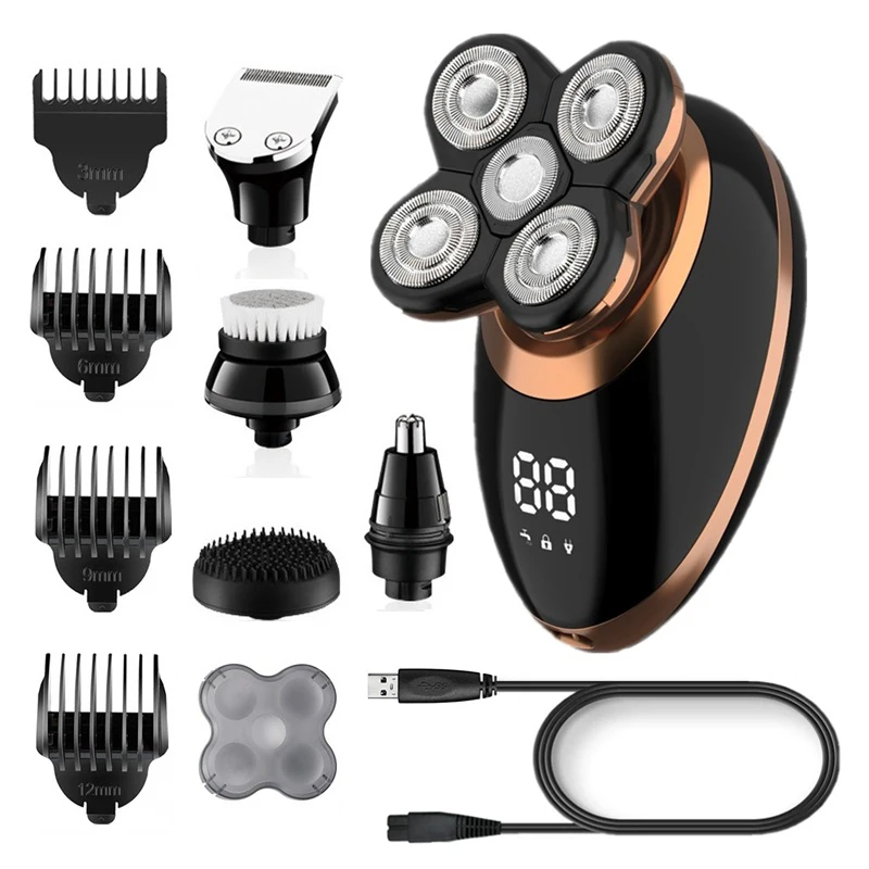 

5in1 grooming kit wet dry electric shaver for men beard hair trimmer electric razor rechargeable facial bald shaving machine usb