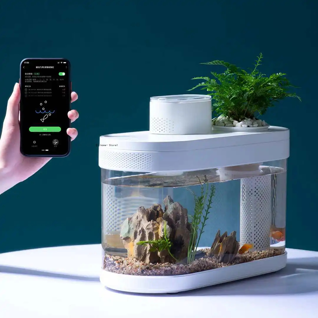 Xiaomi Geometry Amphibious Eco Fish Tank Pro Automatic Timing Feeding Wifi Smart Box Work With Mijia Full Color Gamut Lighting |