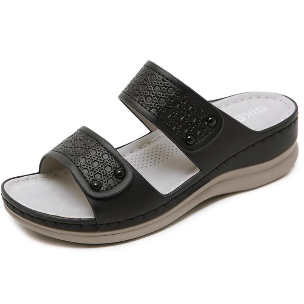 Женские сандалии на танкетке износостойкие Нескользящие толстой подошве