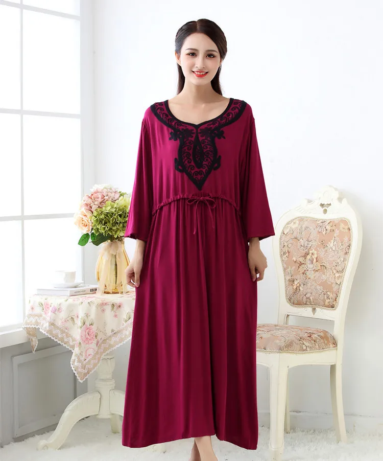 Новинка осеннее Женское ночное платье с вышивкой высококачественное домашнее