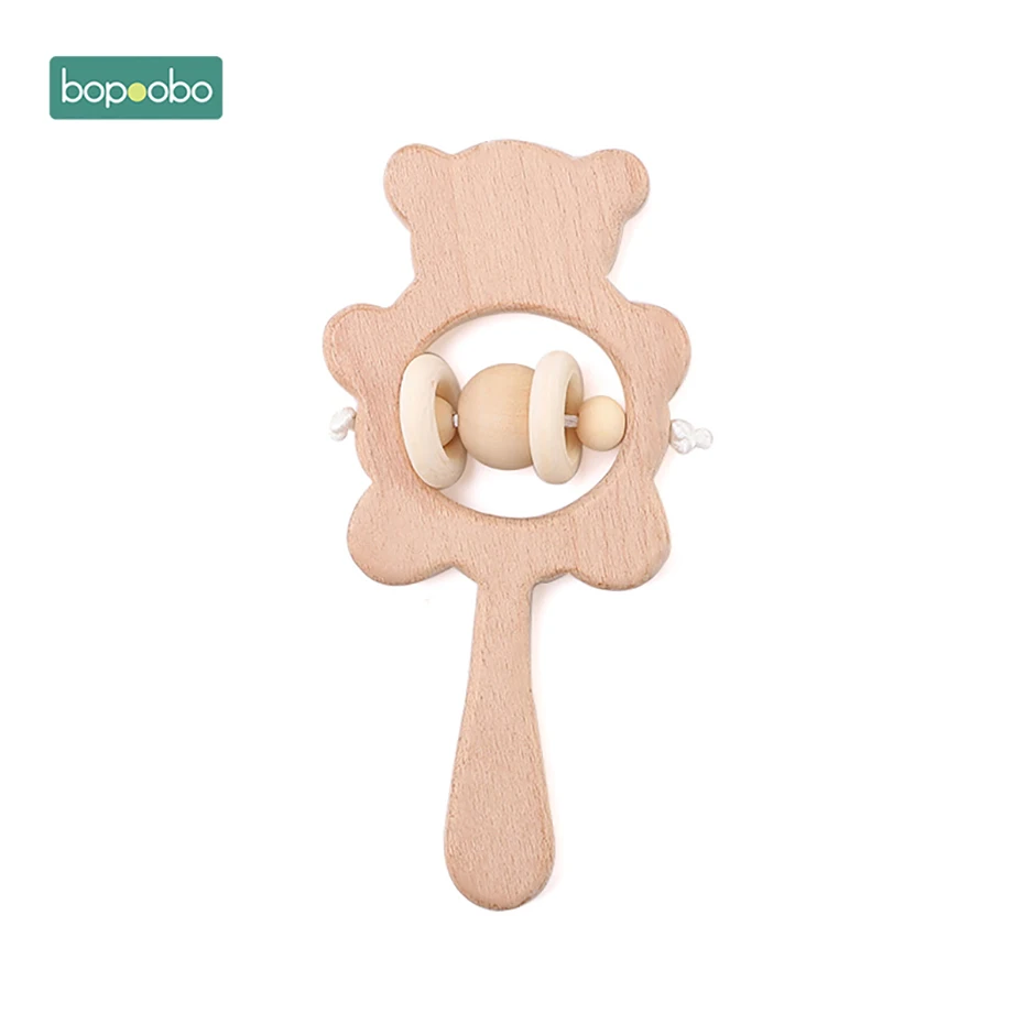 Type 4 Bopoobo 1 шт. детские игрушки из бука Прорезыватель зубов медведь деревянное кольцо продукт жевательные бусины играть в тренажерный зал Монтессори игрушки, погремушки для младенцев деревянный Прорезыватель - Цвет: Type 4