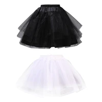 women double layers solid color short tulle petticoats elastic waistband a line mesh underskirt crinolines for wedding dress