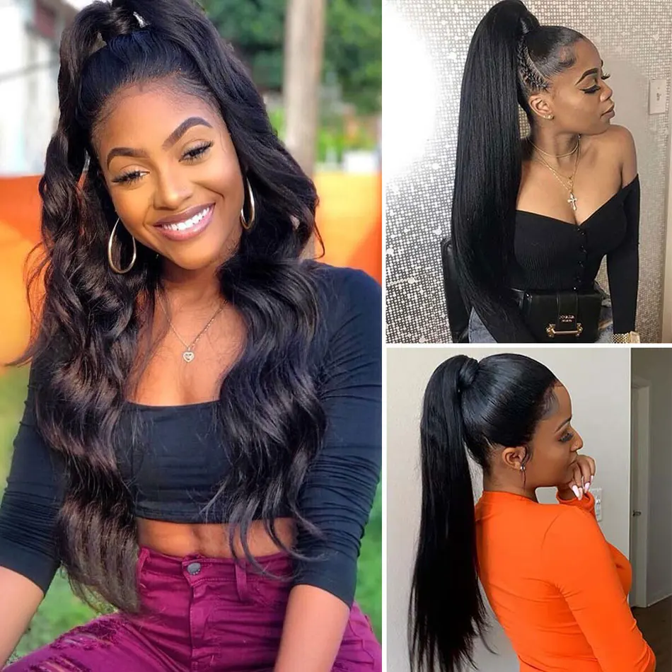 

120g Body Wave Wrap Around Ponytail Human Hair 8-26 Inch Malaysian Pony Tail Remy Hair Clip In Ponytail Extensions Human Hair