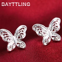 bayttling hot sale silver color exquisite hollow butterfly for couples lady glamour jewelry girl birthday gift