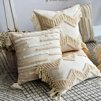 moroccan style homestay tufted pillow tassel cushion cover embroidered cushion bag linen pillow cover