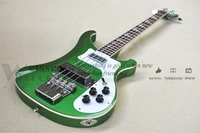 pre customized electric guitar bass4 strings 4003 bassmetal green basswood body fishbone binding chrome buttons
