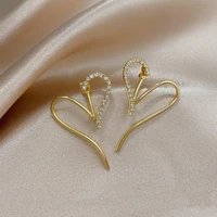 korean new sweet hollow metal heart hoop earrings for women elegant crystal boucle doreille party oorbellen jewelry