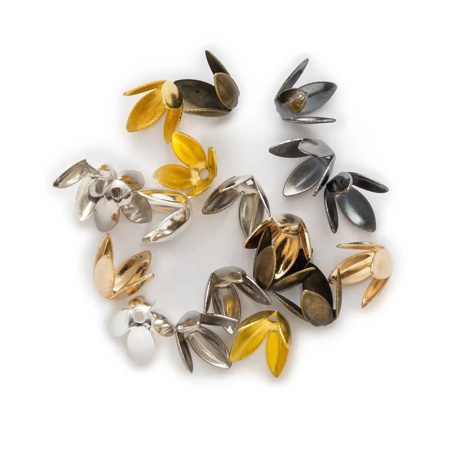 

100 шт., колпачки для бусин, 4 лепестка