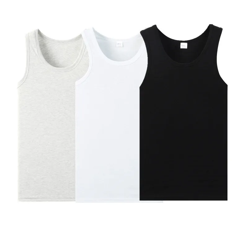Мужская хлопковая майка без рукавов 3 шт./лот нижнее белье с круглым вырезом