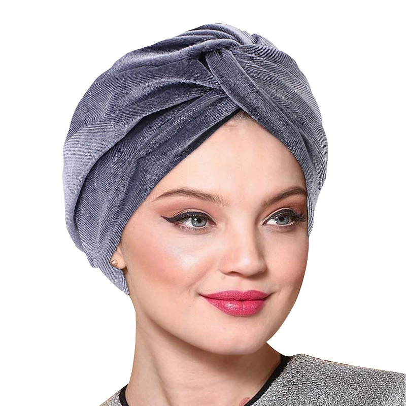 

Muslim Women Sleep Chemo Hat Stretch Velvet Twist Turban Silky Satin Linning Cap Head Scarf Hijab Turbans Hair Loss Headwear