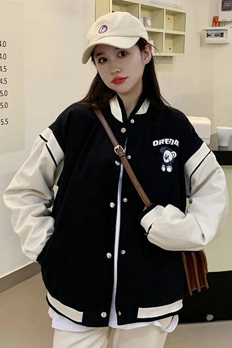 Женская бейсбольная куртка Bear осень-зима 2021 универсальная Свободная топ Rac |