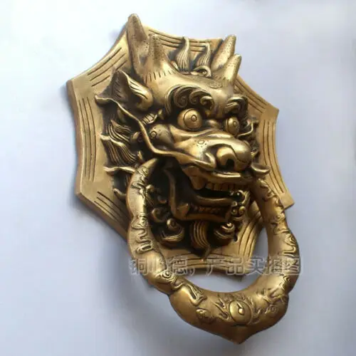 Большой китайский бронзовый дверной замок с головой дракона высотой 27 см |