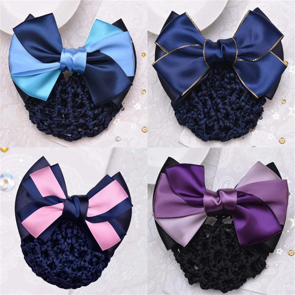 Заколка-пряжка с атласным бантом двойной бант снуд Обложка для волос лента пучка