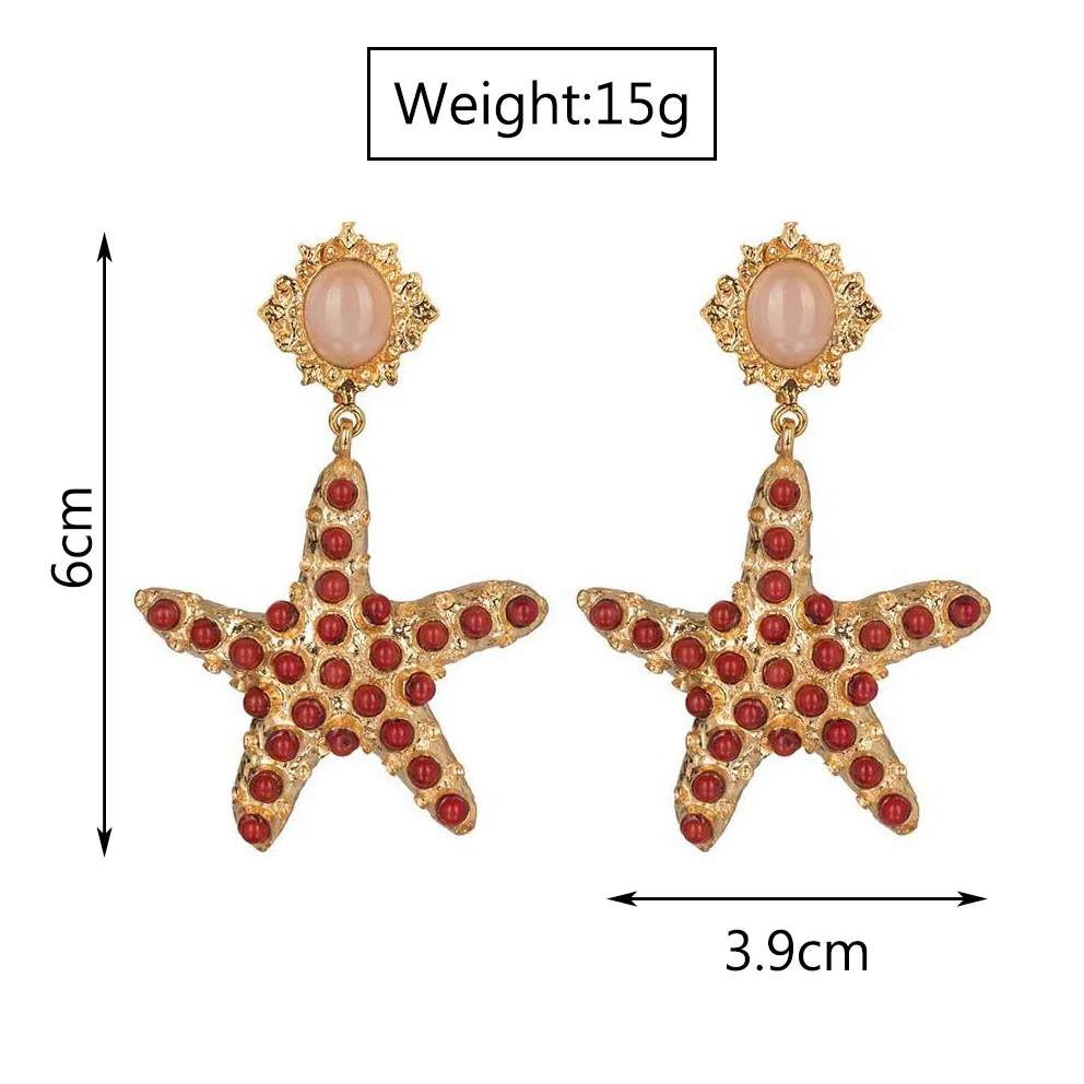 2019 новые богемные красные белые синие Бусины Морская звезда серьги для женщин