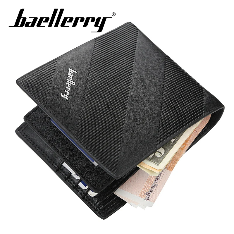 

Baellerry Wallet Men Business Patchwork Short Wallet PU Leather Clip Porta Handbag Note Compartment Coin Pocket Men Wallet Bag
