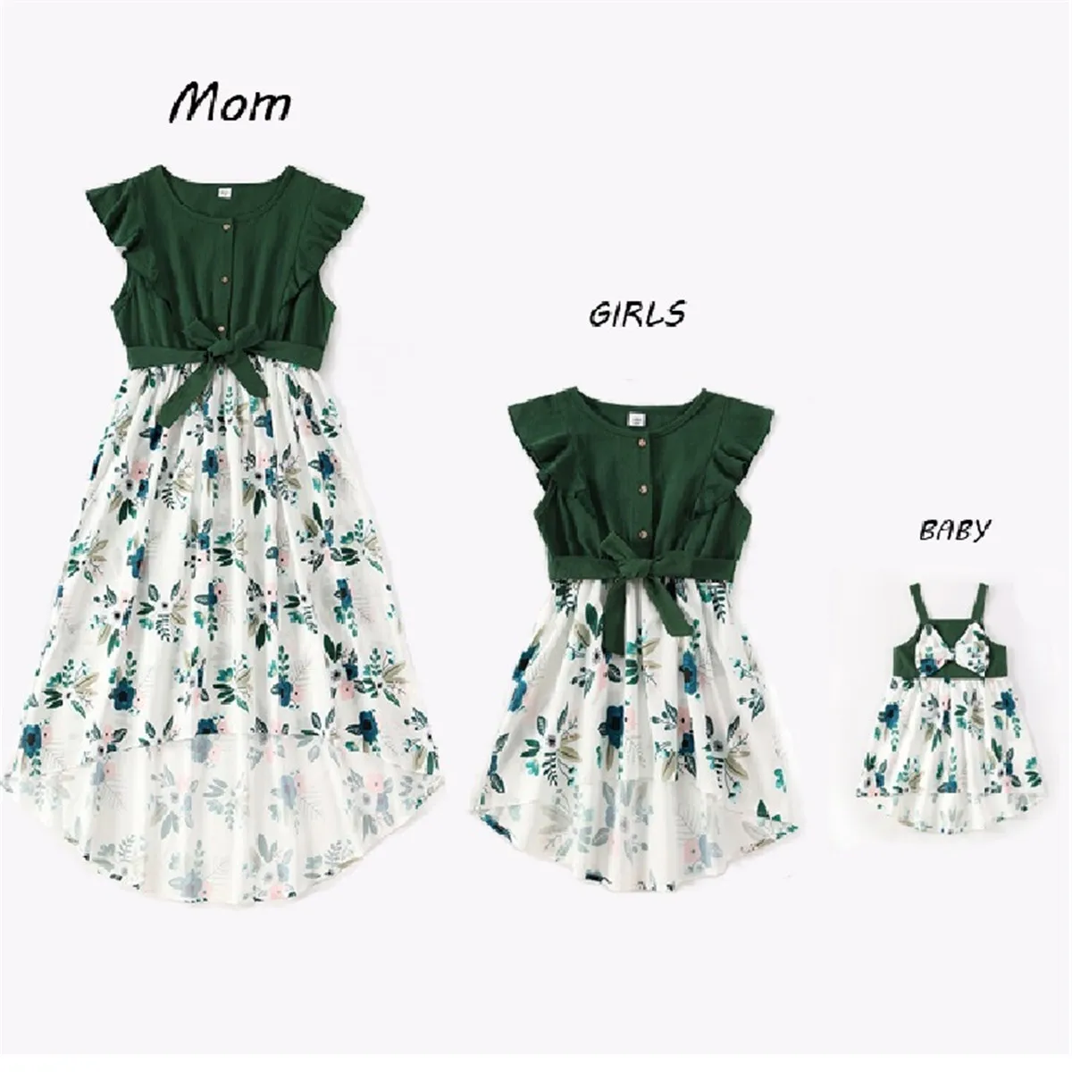 

Mother Daughter Macthing Dresses Family Set Flower Mom Mum Baby Mommy and Me Clothes Fashion Women Girls Cotton Dress