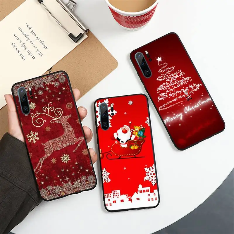 

Marry Christmas cute cartoon Phone Case For Huawei honor Mate P 10 20 30 40 i 9 8 pro x Lite smart 2019 nova 5t