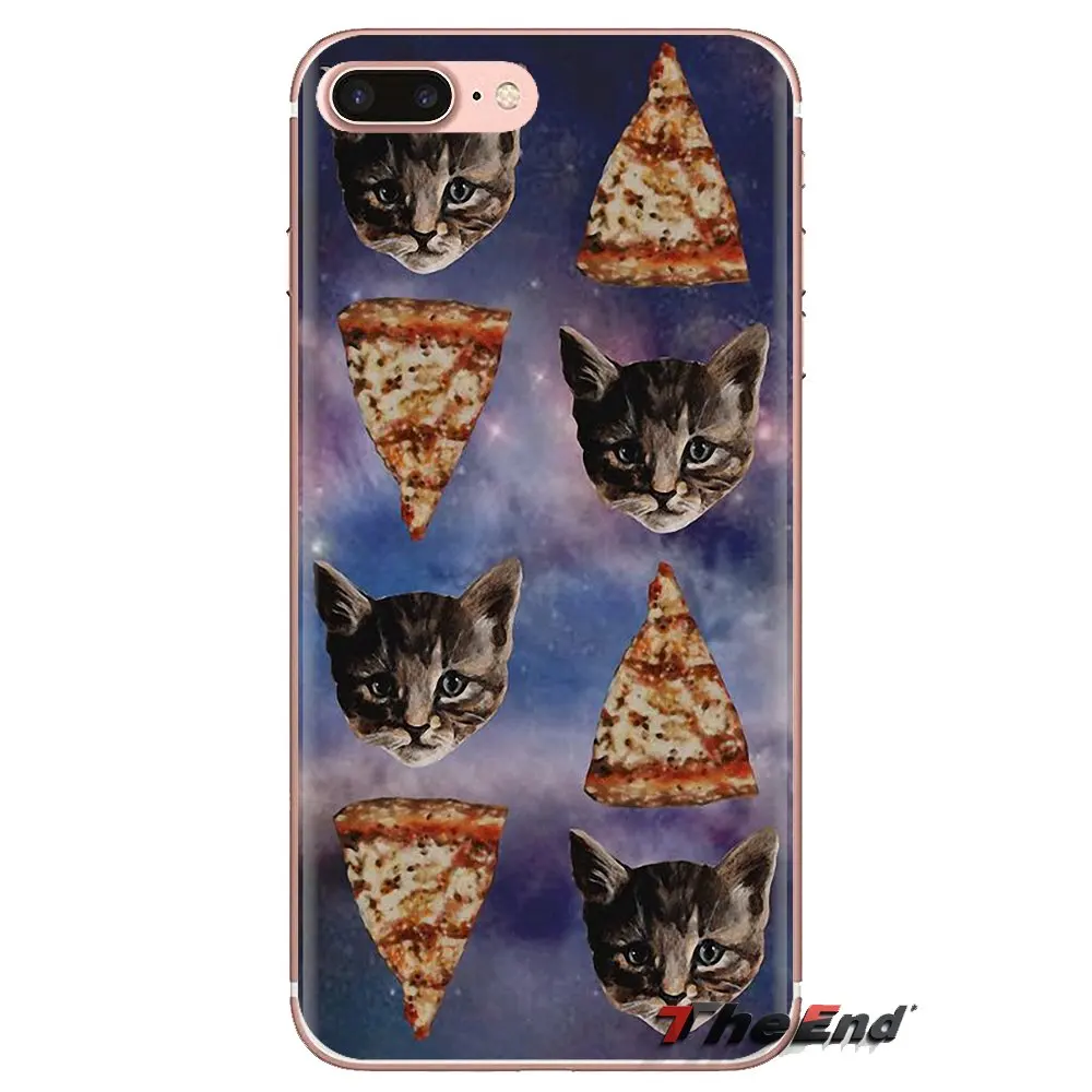 Кот поедающий пиццу дизайн в космосе художественные чехлы для iPhone XS Max XR X 4 4s 5 5S 5C SE