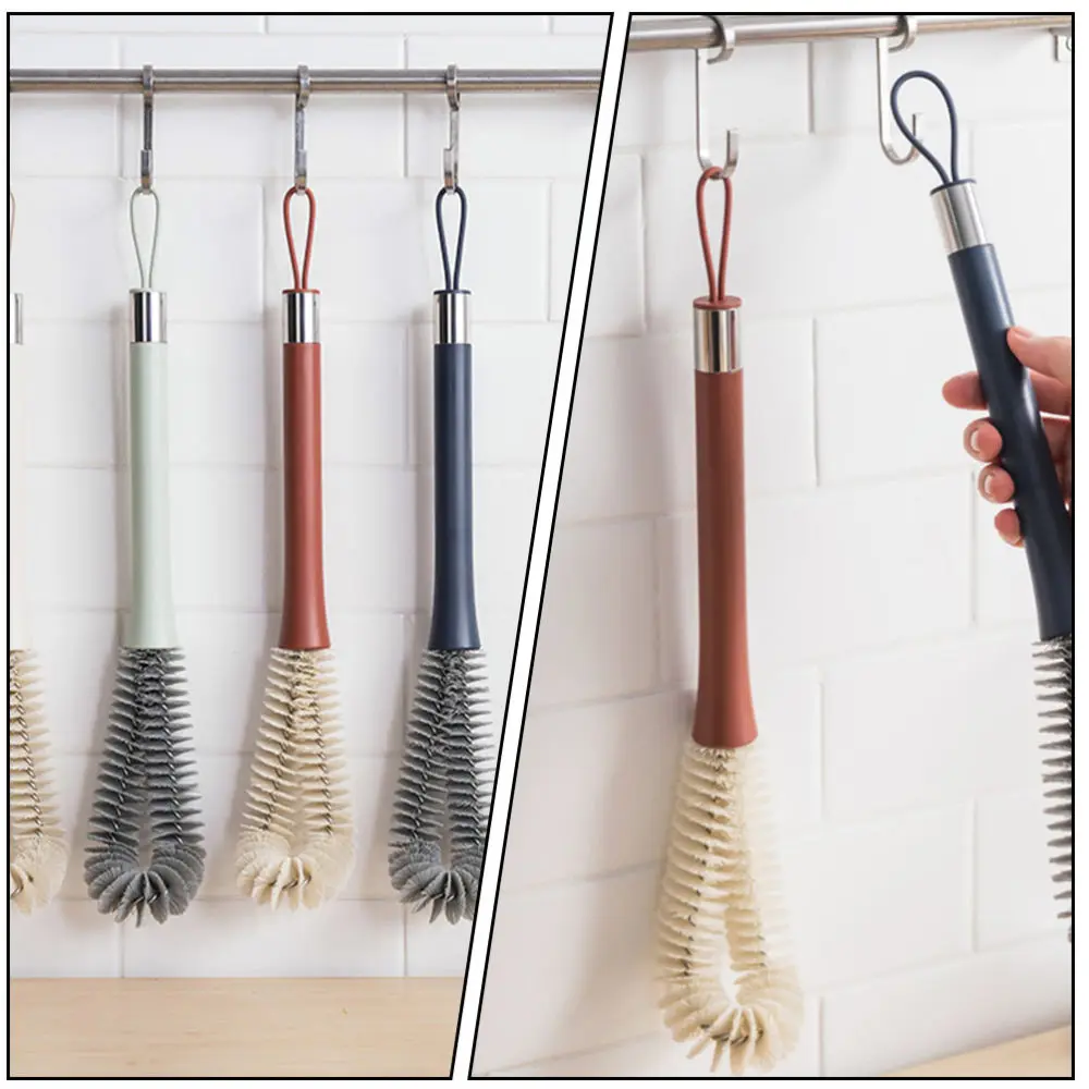 

1Pc Supple Bristled Bottle Cleaning Brush Multifunctional Cup Brush (Red)