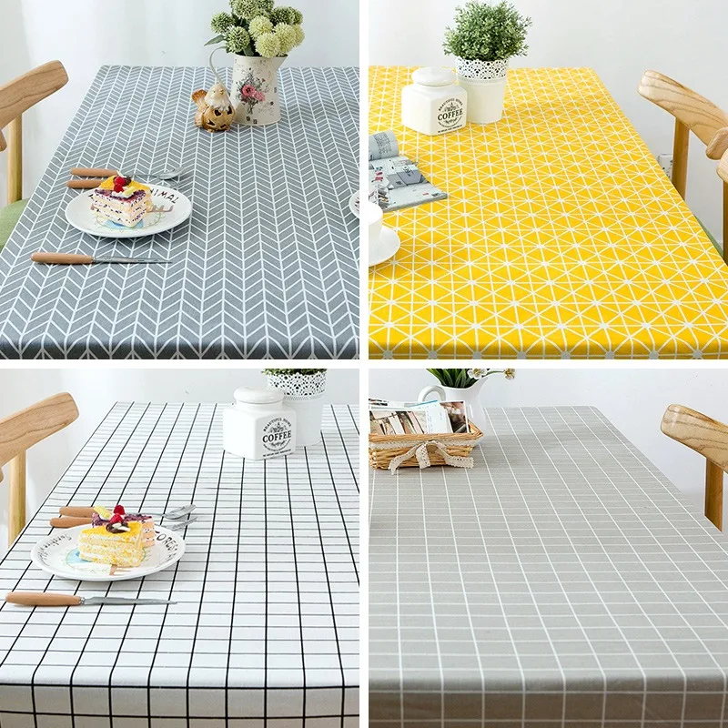 Скатерть из хлопка и льна в японском стиле прямоугольная мягкая скатерть клетку