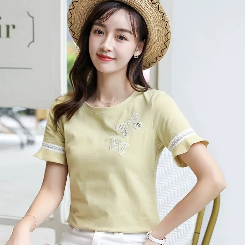 

T-shirt Women 2019 mint New Women White T Shirt summer Cotton T shirt