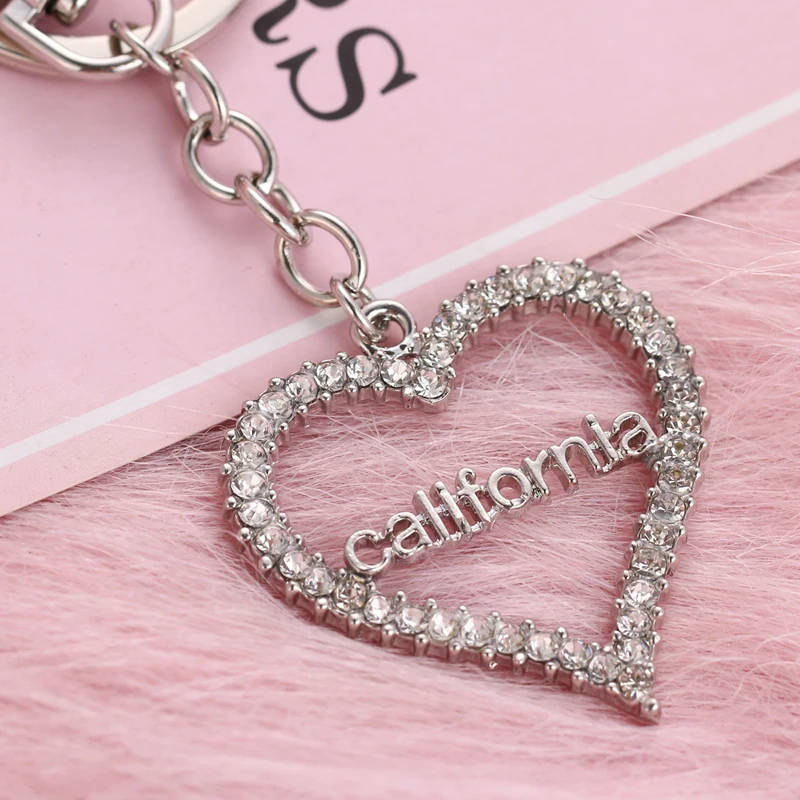 2019 Fashion Explosion Rhinestone California Openwork Love Bag Key chain Party Birthday Gift Free Shipping | Украшения и