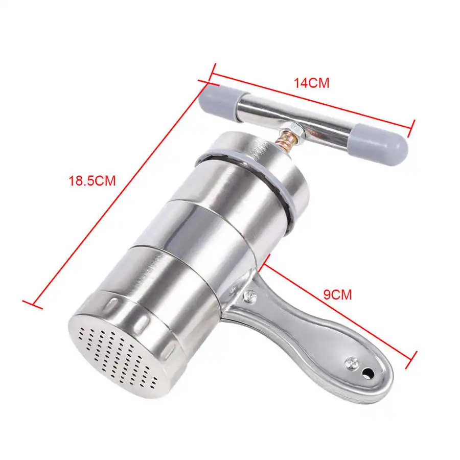 

Noodle Machine with 5 mold heads Portable Manual Operated Stainless Steel Pasta Maker Noddle Juicer Pressure Making Machine