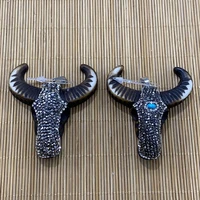 resin pendant diamond inlay suitable for diy jewelry necklace accessories animal bull head shape personality trend decoration