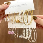 KISSWIFE Trendy Gold Silver Color Butterfly Hoop Earrings Set For Women Snake Pearl Resin Hoop Earrings Brincos Party Jewelry