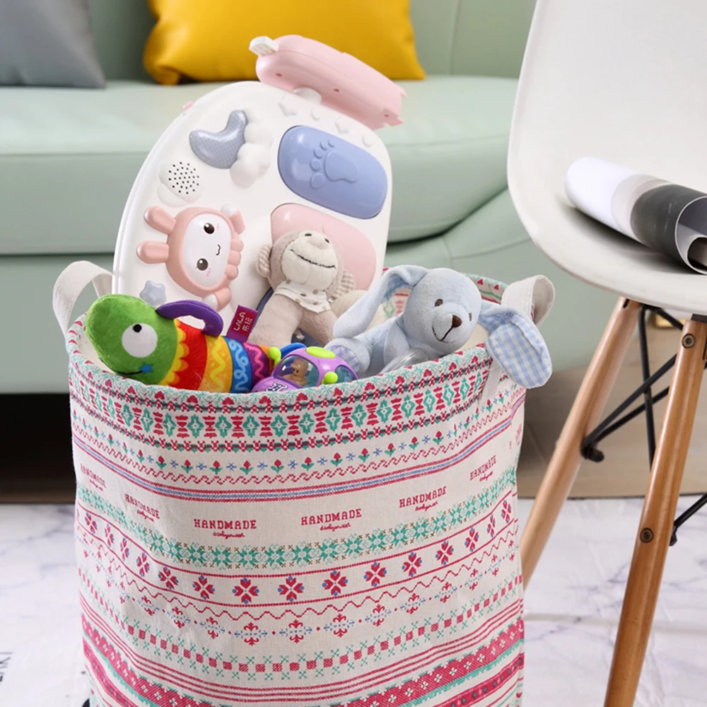 

Портативная корзина для грязного белья, корзина для белья из хлопка и льна, складная корзина большой емкости для хранения игрушек, водонепр...