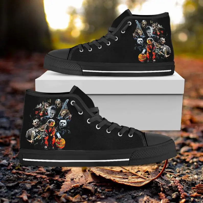 

Horror Movie Villains Hi Tops Mens Womens Designer Leisure Sneakers Men Casual Canvas Shoes