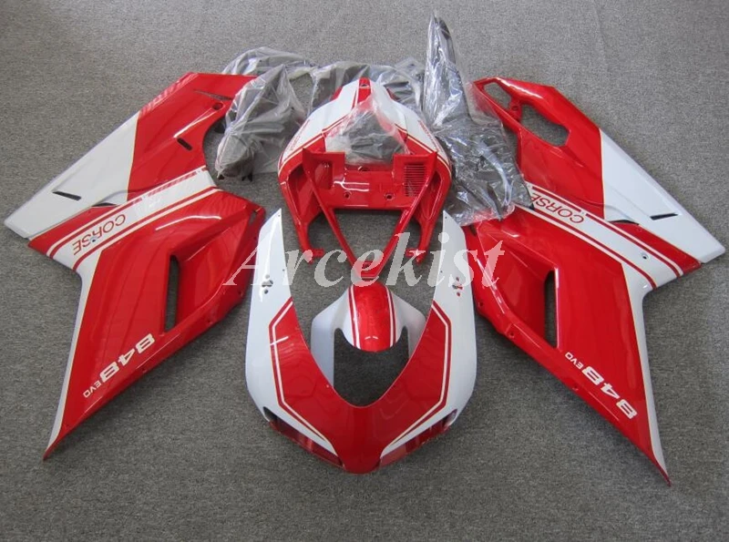 

New ABS Fairings kit Fit for Ducati 848 evo 1098 1198 2007 2008 2009 2010 2011 2012 bodywork set red white