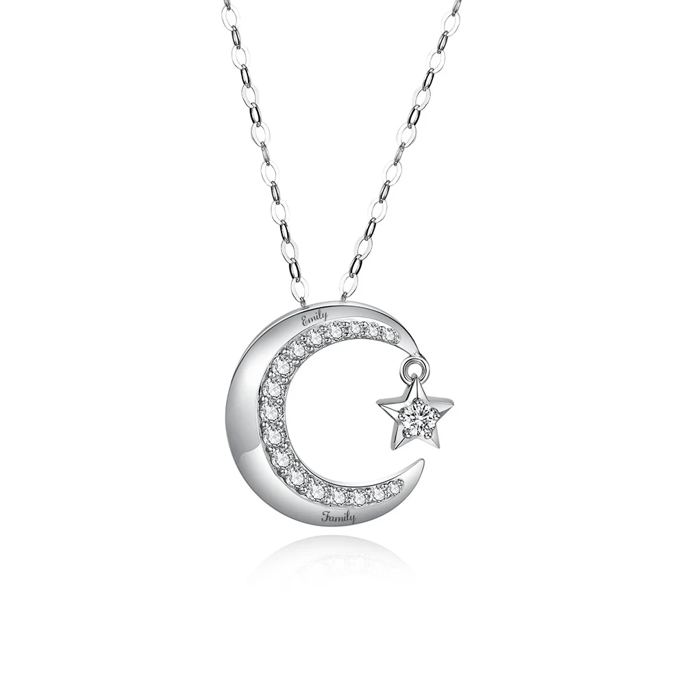 Женское ожерелье из серебра 925 пробы с подвеской в виде Луны и звезды|Индивидуальные Подвески| |