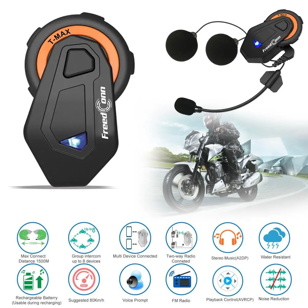 FreedConn T MAX 1000 м BT4.1 мотоцикл шлем Bluetooth гарнитура домофон Водонепроницаемый 6 Riders