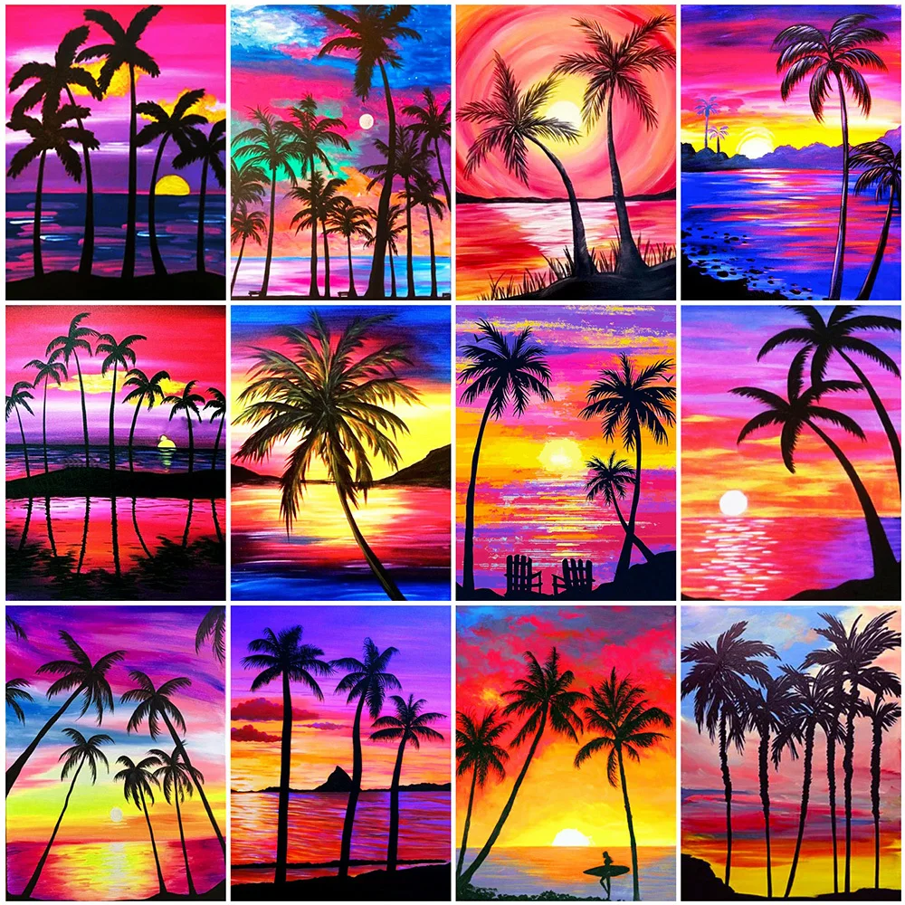 

Evershine 5D DIY Алмазная вышивка закат наборы для вышивки крестиком Алмазная мозаика древо Приморский Полный квадратный раунд пейзаж украшения д...