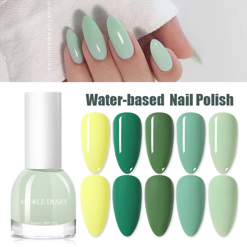 Лак NICOLE DIARY для ногтей на водной основе 8 мл летний авокадо зеленая Блестящие