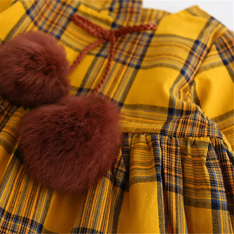 Платье для девочек новинка 2020 осенняя брендовая одежда клетчатое платье в