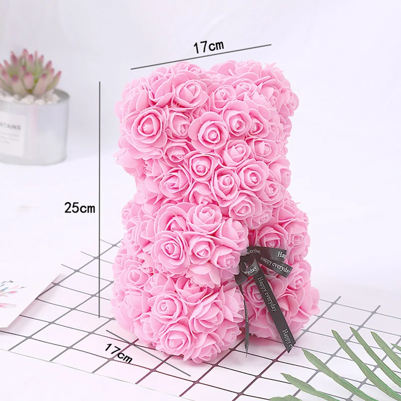 

Eternal Rose Valentines Day Gift 25cm Red Rose Teddy Bear Rose Flower Decoration Christmas Gifts Women Valentines Party Gifts