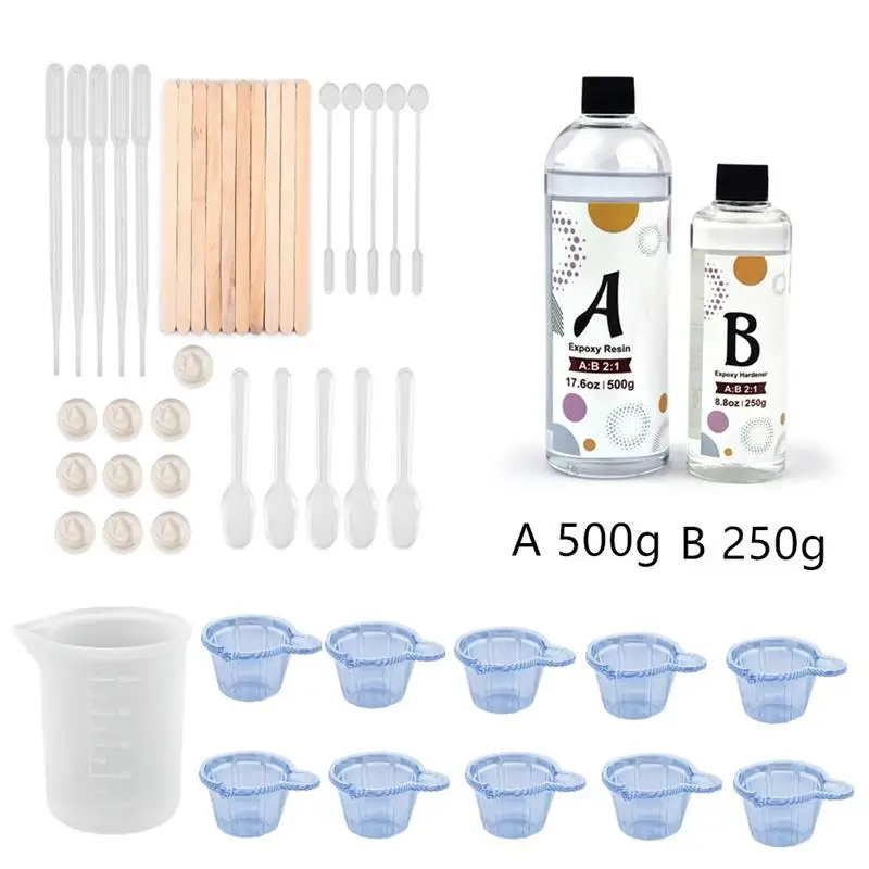 

300g/750g 2:1 Resin AB Glue Kit High Adhesive Epoxy Hardener Crystal Quick Drying Glue For DIY Resin Jewelry Making Accessories