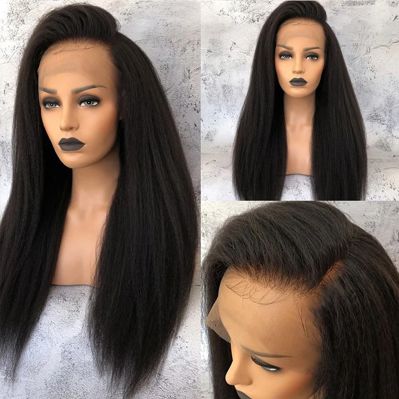 

Lace Frontal Wigs Human Hair Wigs Kinky Straight Pre Plucked Hairline Remy Brazilian Human Hair Natural Color