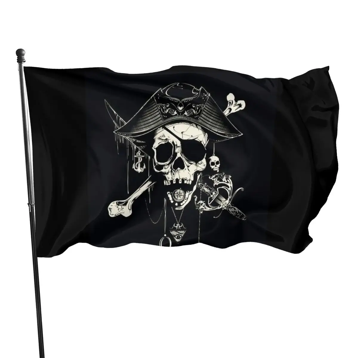 

Older Broken Jolly Roger Skull Cross Bones Pirates Flag For Decoration 2021