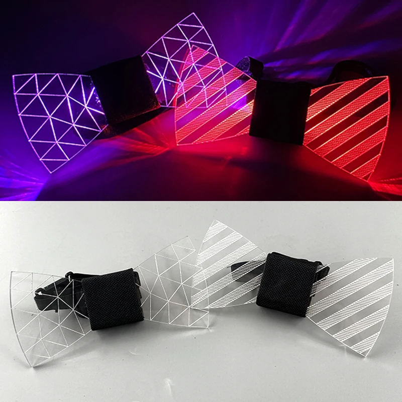 

LED Light Gift for Men LED Men Bow tie Luminous Acrylic Tie For Masquerade Night Party Costume Bow Tie For Halloween Christmas